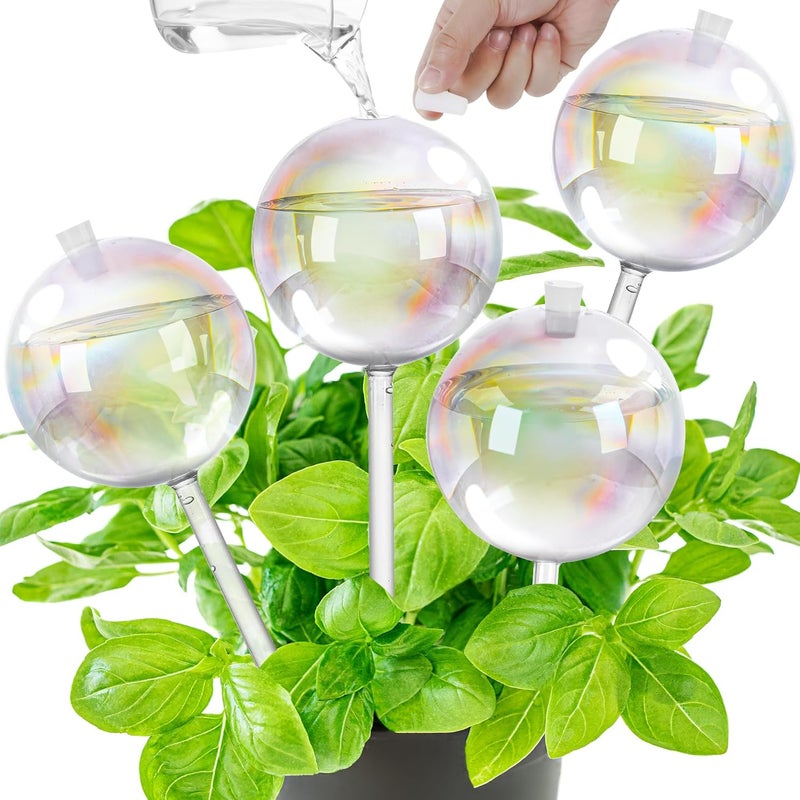 Kaimfdg 17 oz Up 2 Weeks Large Plant Watering Globes, Self Watering Planter Insert Iridescent Rainbow Self Watering Globes, Vacation Plant Watering Devices-Watering Bulbs for Indoor Outdoor (Large 4-Pack) - Image 1